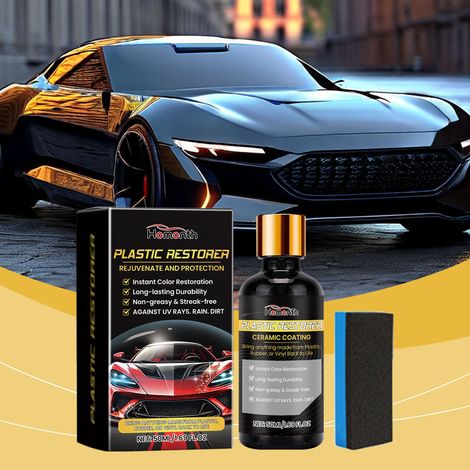 Automotive ceramic coating plastic refurbisher, scratch-resistant, gloss-enhancing car paint maintenance and repair agent -- 50ML + sponge -- BIEMMEDUE (1/5)