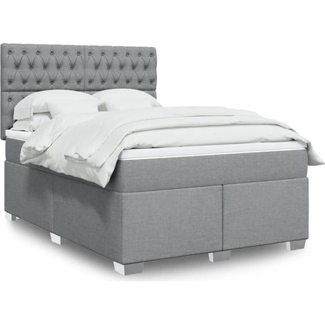 Boxspringbett mit Matratze Hellgrau 140x200 cm Stoff