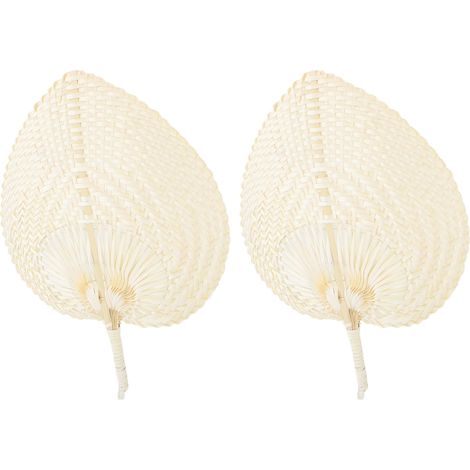 2 Pièces Éventail à Main Feuille Tressée Artisanal Bambou Pailles Artisanat Chinois pour Décoration (1/5)