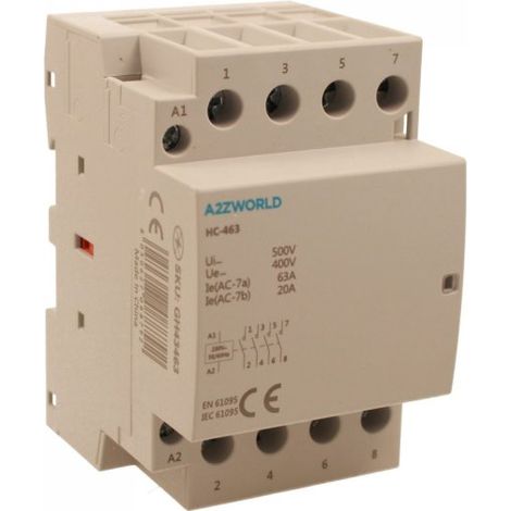 Teleruttore Contattore Modulare AC 4P 3M 4NO 63A AC 400V IP20 IEC61095 / IEC60947-4-1 HC-463