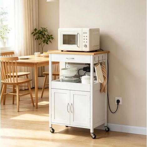 Isola cucina mobile 60 x 45 x 92 cm con prese, ruote e contenimento DESVIAE (1/5)