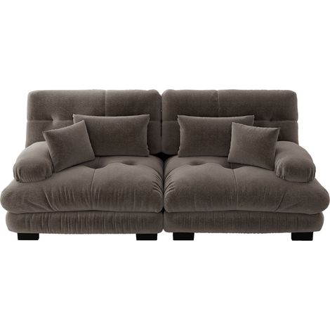 Canapé 2 places modulaire en tissu brun, assise profonde avec coussins lombaires et décoratifs, accoudoirs rembourrés pour salon ou bureau  CHICFURN (1/5)