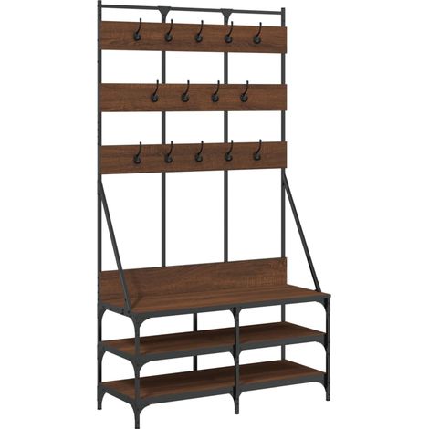 Maison Exclusive - Appendiabiti con Porta Scarpe Rovere Marrone 100x40x184 cm