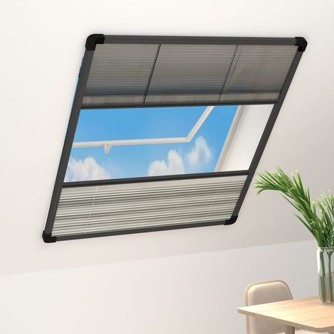 Store plissé moustiquaire pour fenêtres, en aluminium, 80 x 100 cm avec persiennes (1/5)
