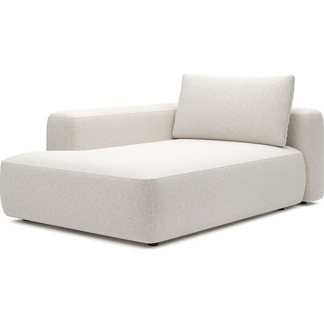 Chaise longue sinistra in tessuto mélange crema - DAVISO