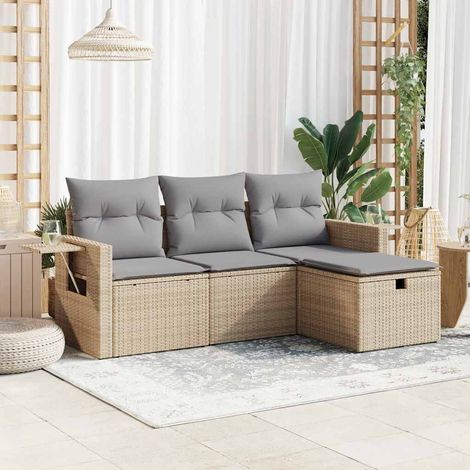 vidaXL Set Divano da Giardino 4 pz con Cuscini Beige in (1/6)