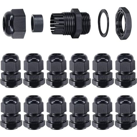 20 Pieces PG7 Plastic Waterproof Adjustable 3-6.5mm Cable Gland Connectors Cable Glands Joints with Gaskets