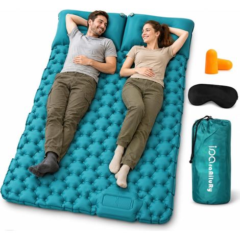 Double Inflatable Mattress Camping Beach Mattress with Pillow  Integrated Foot Pump, Quick Inflate, Ultralight and Portable Double Inflatable Mattress, Travel, Hiking, Trekking (1/5)