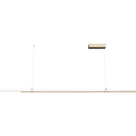 Maytoni Halo Plafonnier suspendu moderne de 150 cm à intensité variable en laiton, 4 000 K, 2 200 lm, abat-jour blanc (1/4)