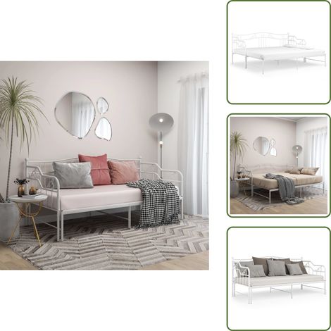 Letto in metallo - vidaXL Telaio Divano Letto Estraibile Bianco in Metallo 90x200 cm - Divano letto in metallo