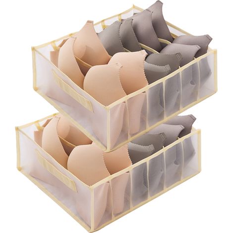 Organisateur De Tiroir - Boîte De Rangement Pour Sous-Vêtements Et Soutiens-Gorge - Grille En Maille Nylon - 32 X 30 X 11 Cm - 2 Pièces (1/5)