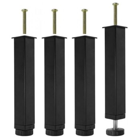 Lot de 4 Pieds Sommier à Lattes Métal 20 cm, Hauteur Réglable, Pieds de Lit Robustesse et Facilité d'Installation (1/5)