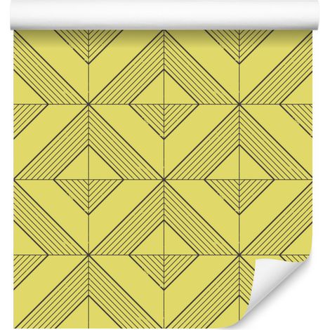Carta da parati con rombi geometrici gialli, centro giallo 50x1000 cm (1/5)