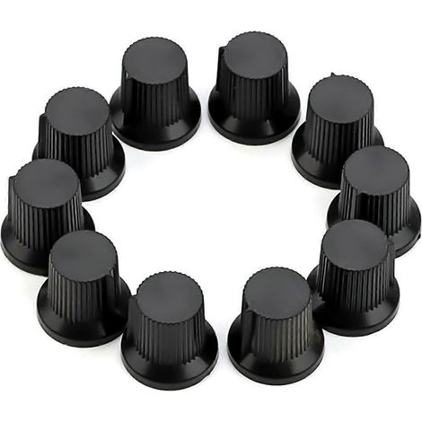 Lot de 10 potentiomètres de volume (axe de 6 mm) pour haut-parleurs, pédales d'effets et amplificateurs. Multicolore résistant. (1/4)