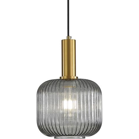 Suspension Luminaire en Verre,Vintage Lustre Suspendu Intérieur, Lampe Suspendue pour Salle à Manger Cuisine Salon Chambre & Cuisine (Gris, 20CM) (1/5)