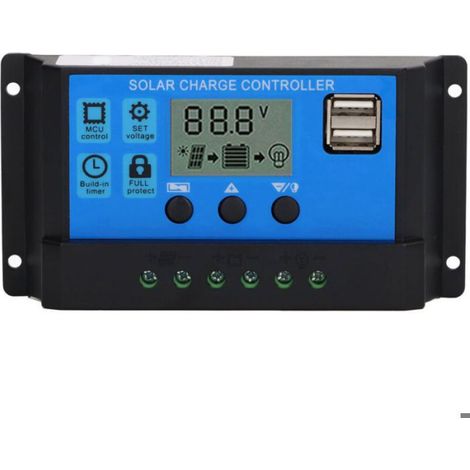 Contrôleur de Charge Solaire PWM 100A pour Panneau 12V/24V, Affichage LCD, Régulateur Photovoltaïque (1/4)