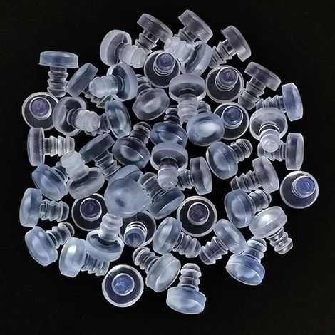 60 pièces Pare Chocs de Table en Verre avec Tige, Pinces en Caoutchouc Transparent, entretoises de Table de Patio, pour Trou de 5 mm (3/16") (1/5)