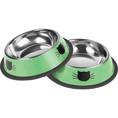 Kleine, rutschfeste Katzennäpfe aus Edelstahl, bruchfest, mit abnehmbaren Gummiböden zur einfachen Reinigung. (1/5)
