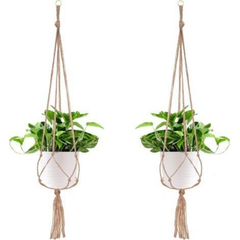 2 Paquets Suspension Plante, Pot Suspendu Plante, pour Suspendre Pot de Fleur Suspension Suspendue Décoration Balcon Maison, 4 Jambes en Corde, 105 cm (1/5)