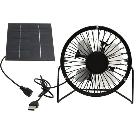 Ventilateur Solaire 5W USB avec Panneau Orientable à 360° pour Serre, Poulailler ou Chenil Extérieur (1/5)