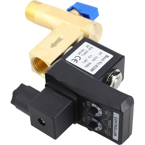 Robinet de purge automatique électronique temporisé G1/2 DN15 pour compresseur d'air, évacuation des condensats (AC110V) (1/5)