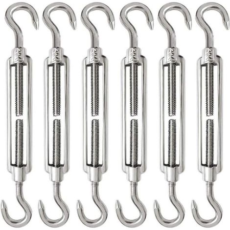 6 Pièces Tendeur Cable M6 Tendeur Cable Inox 304 Réglable Crochet de Ridoir et Crochet pour Tendeur de Fil Cable Acier Corde Crochet Tendeur (1/5)