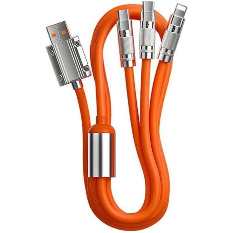 pair Câble de chargement multiple 3 en 1, câble de chargement universel court avec 3 ports différents (1/4)