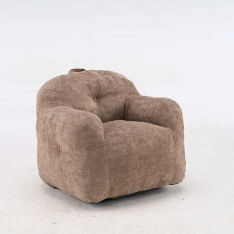 Sans montage, fauteuil bean bag en fausse fourrure avec accoudoirs, rembourrage en mousse déchiquetée (1/5)