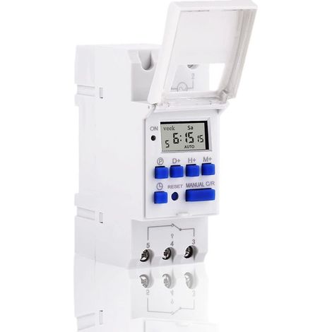 Timer digitale programmabile, display LCD, interruttore orario settimanale con timer programmabile su guida DIN (220V) (1/5)