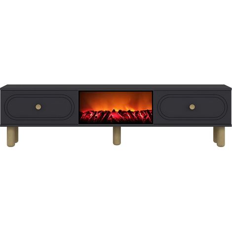 Mueble TV con chimenea LED de 150 cm gris antracita FYRI
