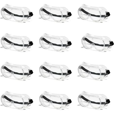 Sollbry 12 pièces Lunettes de sécurité pour le travail,lunettes de protection à ventilation indirecte,protection oculaire pour adultes,lunettes de sécurité (1/5)