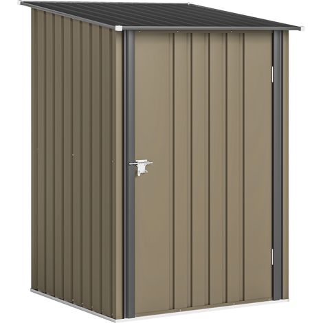 Beyamis Geräteschuppen aus verzinktem Stahl mit Tür, 100 x 104 x 160 cm, Braun und Dunkelgrau
