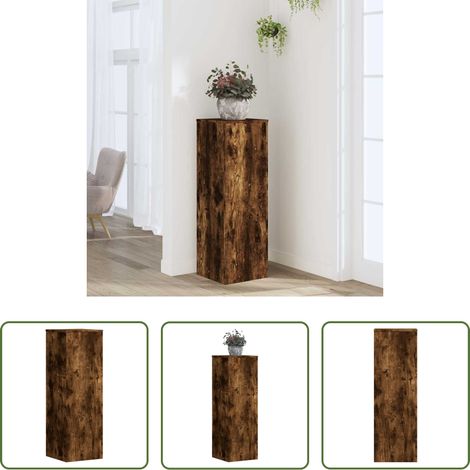 Support de pot - Support pour plantes chêne fumé 33x33x100 cm bois d'ingénierie (1/5)