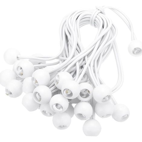 Tendeur Élastique - Boule Plastique Blanche - Haute Tension - Pour Bâche Pavillon Tente Jardin - Lot de 50