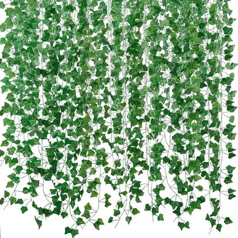 Guirlande de lierre artificiel 12 pièces – 2,1 m, 72 feuilles – Décoration intérieure et extérieure, brise-vue et ambiance naturelle (1/5)