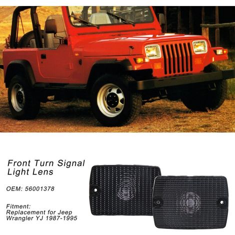Vetro lampeggiante Akozon 56001378, per fanalino anteriore, alta luminosità, sostitutivo per Wrangler YJ 1987-1995 (nero) (1/3)