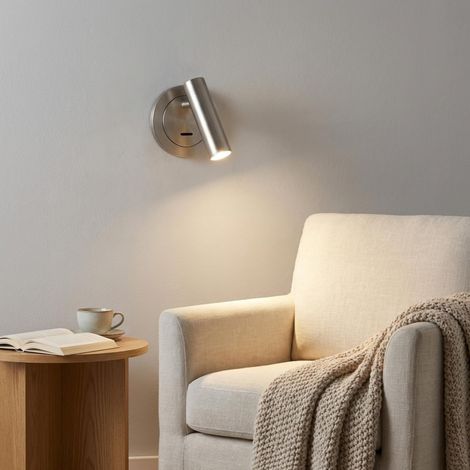 LED Applique Murale Nickel Satiné Réglable 3W Lumière Chaude 2700K, Lampe de Lecture pour Chambre Tête de Lit Escalier Restaurant Salle de Bain Style Industriel Vintage Minimaliste (1/5)