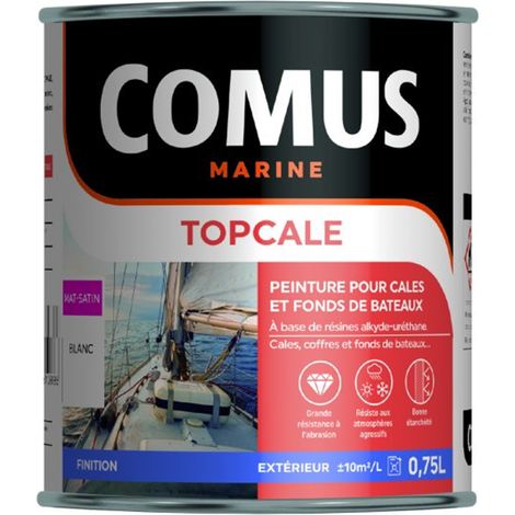 Comus – Peinture antifouling TOPCALE blanc 750 ml – Résine alkyde-uréthane – Haute résistance à l'abrasion – Pour cales et fonds de bateaux