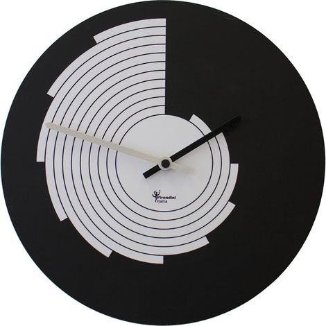 Orologio da Parete Rotondo 34Cm Pirondini Italia Aurea Nero Fondo Bianco