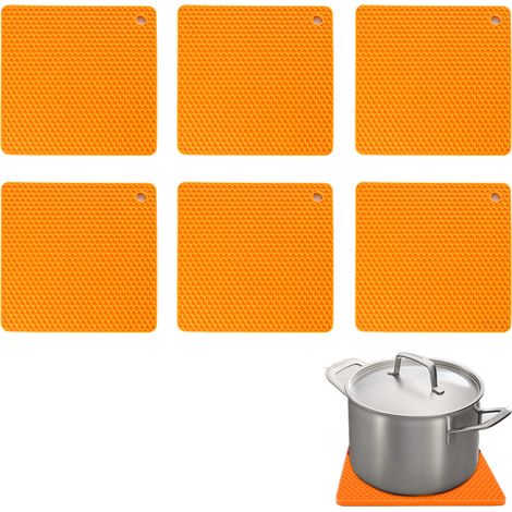Sous-plat En Silicone - Résistant À La Chaleur Jusqu'à 230 °C - Antidérapant Avec Trou De Suspension - Pour Casseroles Et Poêles - Lot De 6 (1/5)
