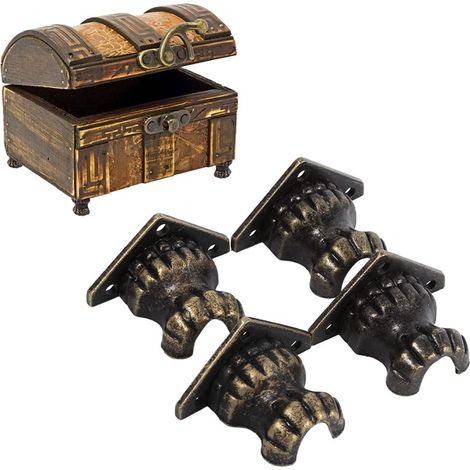 Lot de 4 pieds boîte à bijoux antiques, meubles en laiton pour (1/5)