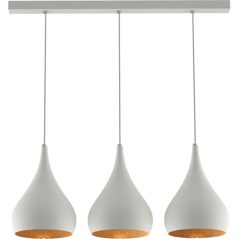 LUMICOM  CALICE LINEARE Sospensione, 3x E27, max 42W, metallo, bianco/foglia oro, Ø 20cm (1/2)