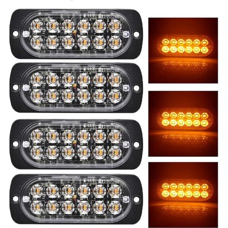 Luci lampeggianti a LED arancioni 12V 24V 18 modalità di lampeggio Luci di segnalazione di emergenza per camion, furgoni e veicoli per le consegne Sicure per il funzionamento nel traffico stradale 4 p (1/5)