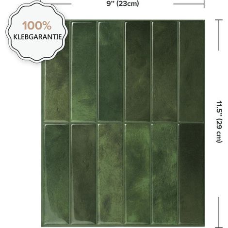 Lot de 10 crédences adhésives pour cuisine, salle de bain, carrelage mural, vert (1/4)
