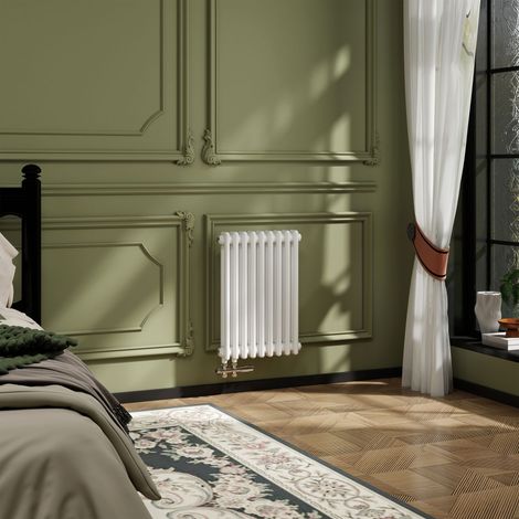 AICA Traditioneller 2-Säulen Heizkörper 600x425mm Weiß aus Stahl