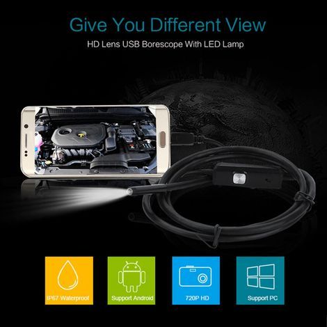 Caméra endoscopique LED réglable avec lumière intégrée, outil d'examen des serpents, endoscope étanche haute définition, compatible avec les systèmes Android et iOS. (1/2)