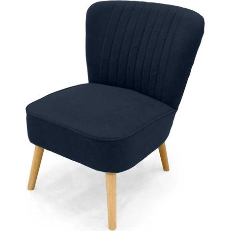 POLTRONA DA ARREDO IN VELLUTO CON PIEDINI IN LEGNO 62X70X 77CM BLU