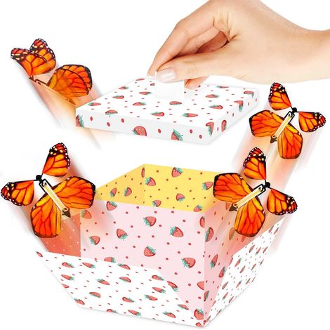 Boîte-Cadeau Polygonale - Design Explosion Papillons Volants - Réutilisable - Pour Fêtes Anniversaires Occasions Spéciales - 1 Pièce (1/2)