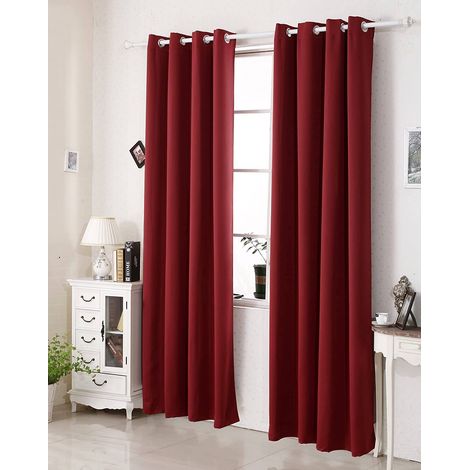 WOLTU Tenda Oscurante per Finestre con Occhielli per Camera da Letto. 2 Pannelli Bordeaux ,Tenda senza cinghie (1/4)