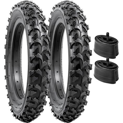 2-PCS 12.5 Pouces Enfant Vélo pneus 12 ½x2 ¼ (62-203) and 12.5 Pouces Vélo Chambre à air Schrader Valve Compatible with Montagne Vélo 12 1/2x2 1/4 Vélo pneus and Chambre à air (1/5)